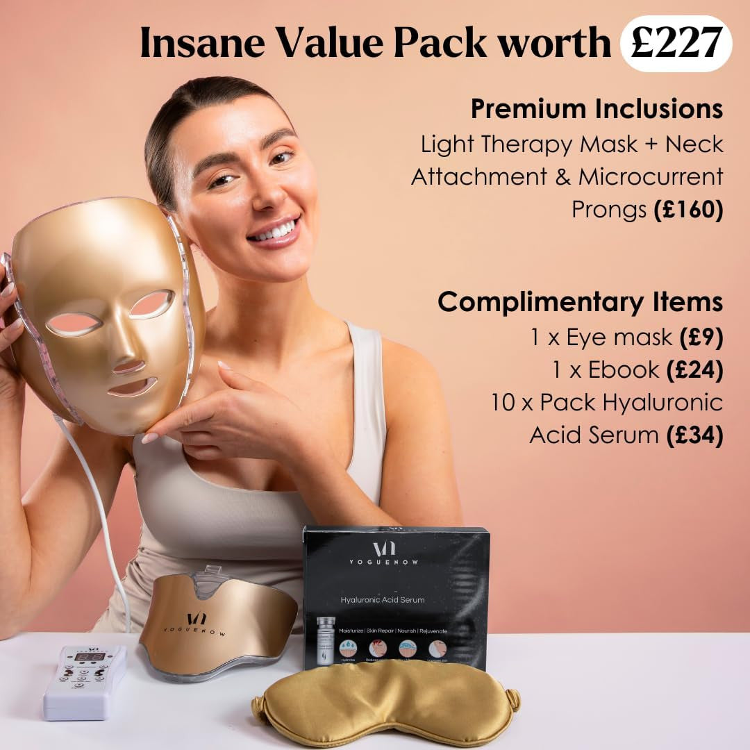 Led Face Mask Light Therapy - Dermawave 7 Colors Light Therapy Mask with 10 Pcs