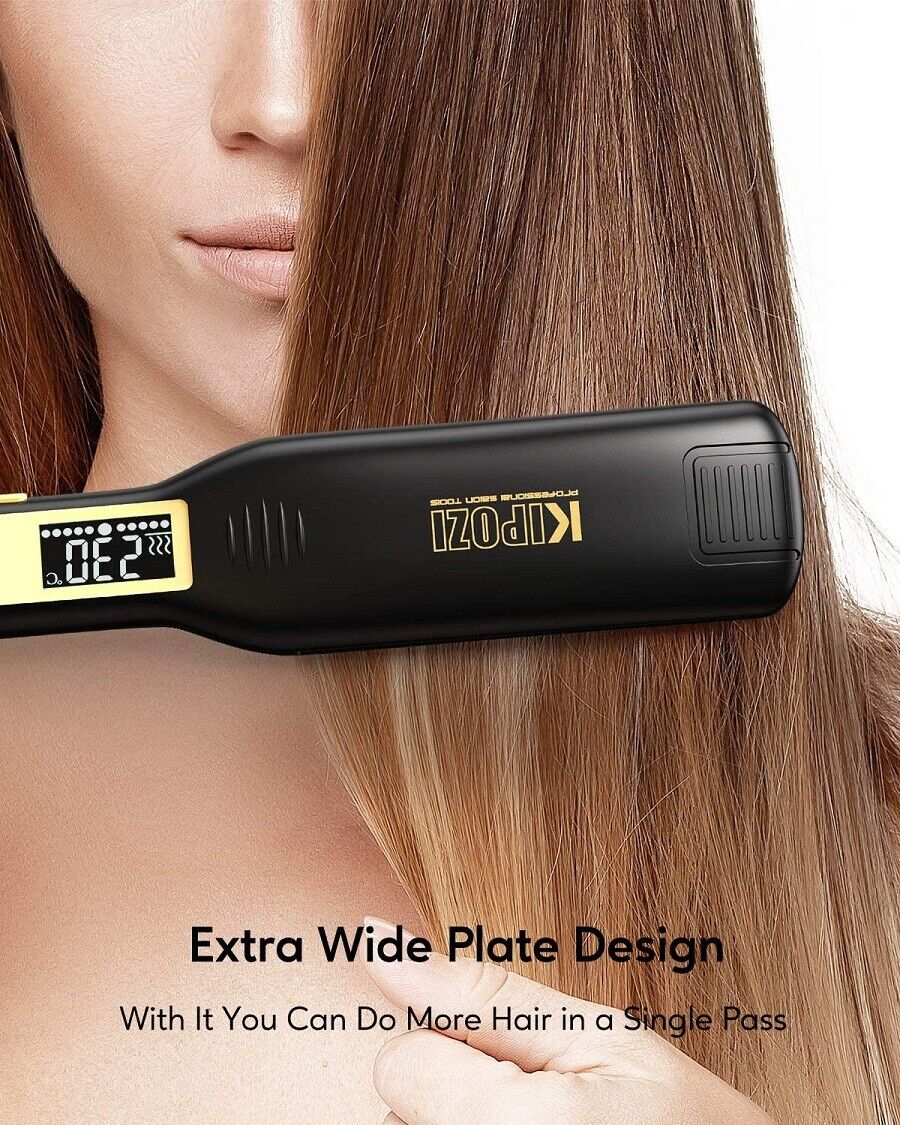 KIPOZI Professional Hair Straighteners Wide Plates Digital Display Heat up Fast