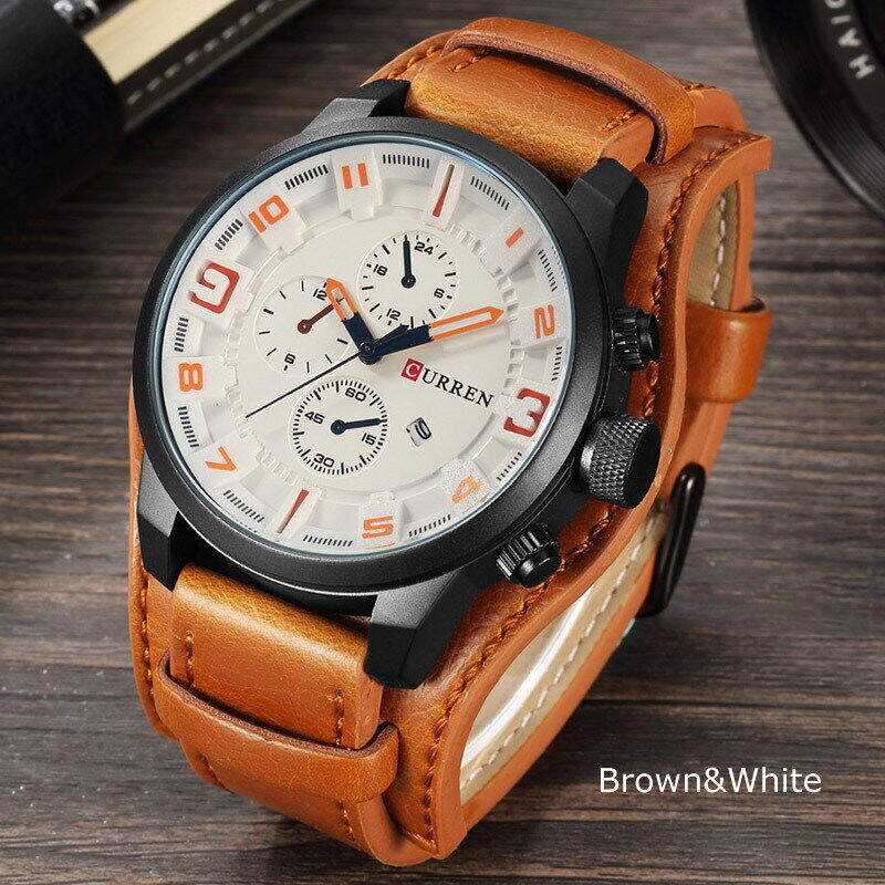 Fashion Mens Quartz Date Leater Strap Waterproof Army Military Men Sports Watch