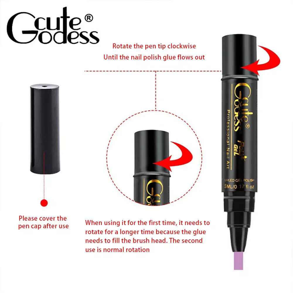 3 In 1 Gel Polish Nail Art Pen One Step Gel Varnish Base Coat Pencil Manicure