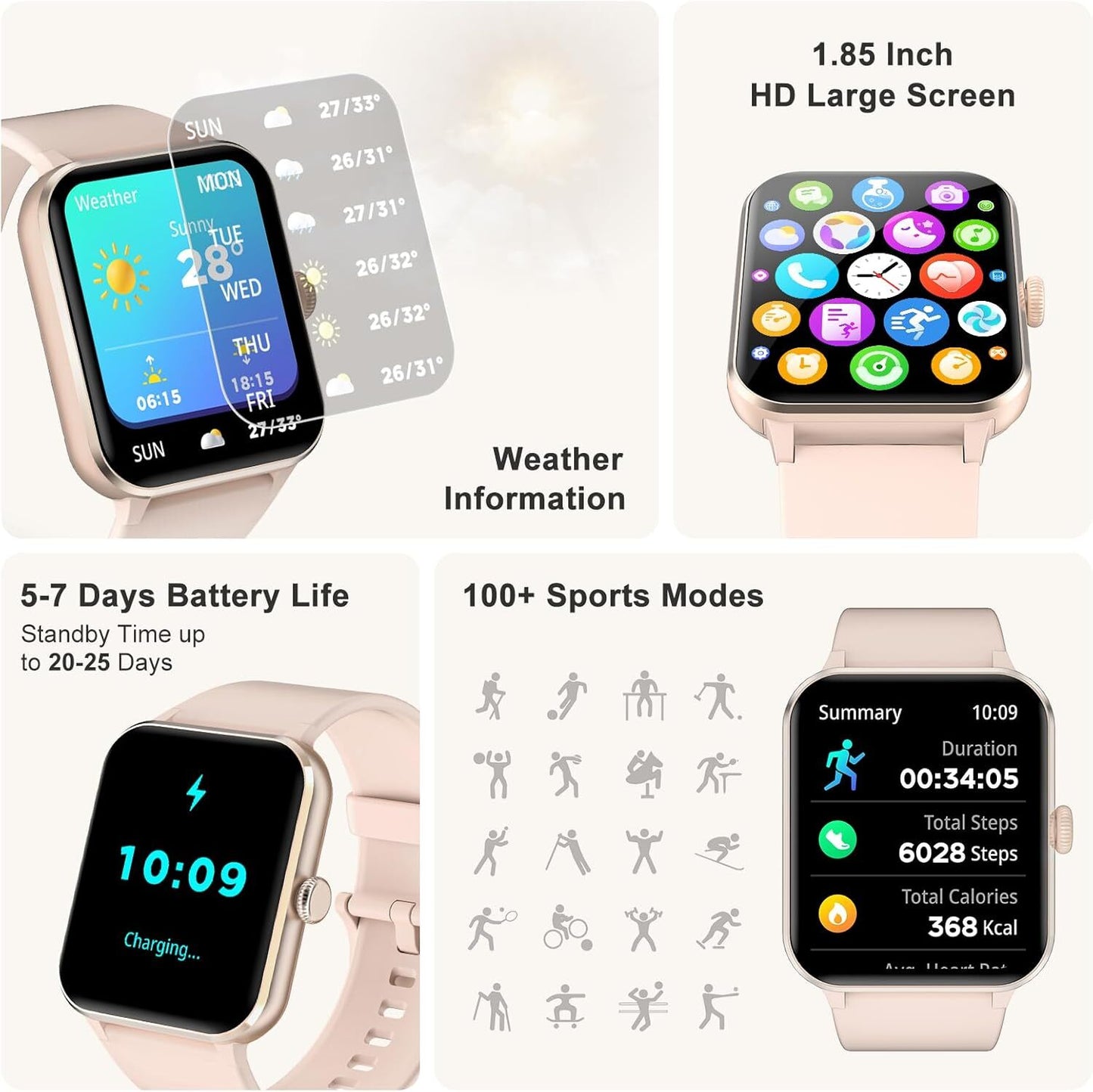 Smart Watch Men Women Fitness Tracker Blood Pressure Heart Rate Sport Watches UK