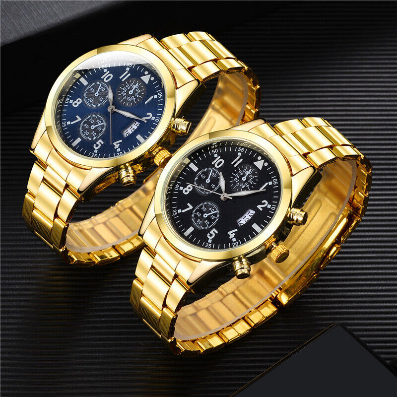 Luminous Calendar Metal Strap Men's Analog Quartz Formal Casual Wrist Watch Gift