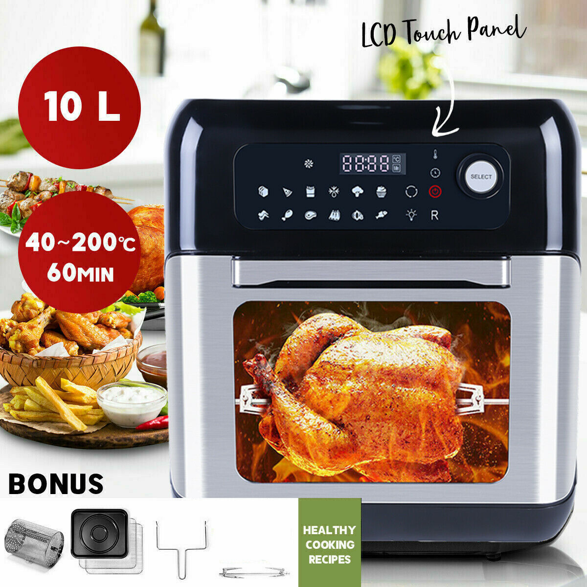 UTEN XXL Air Fryer Low Fat Healthy Roast Oven Cooker Oil Free Frying Chips 1500W