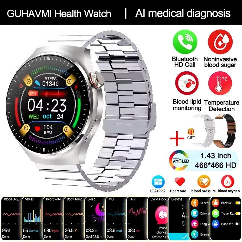 UK 2025 New Medical Grade Smart Watch Blood Pressure Oxygen Heart Rate Bluetooth