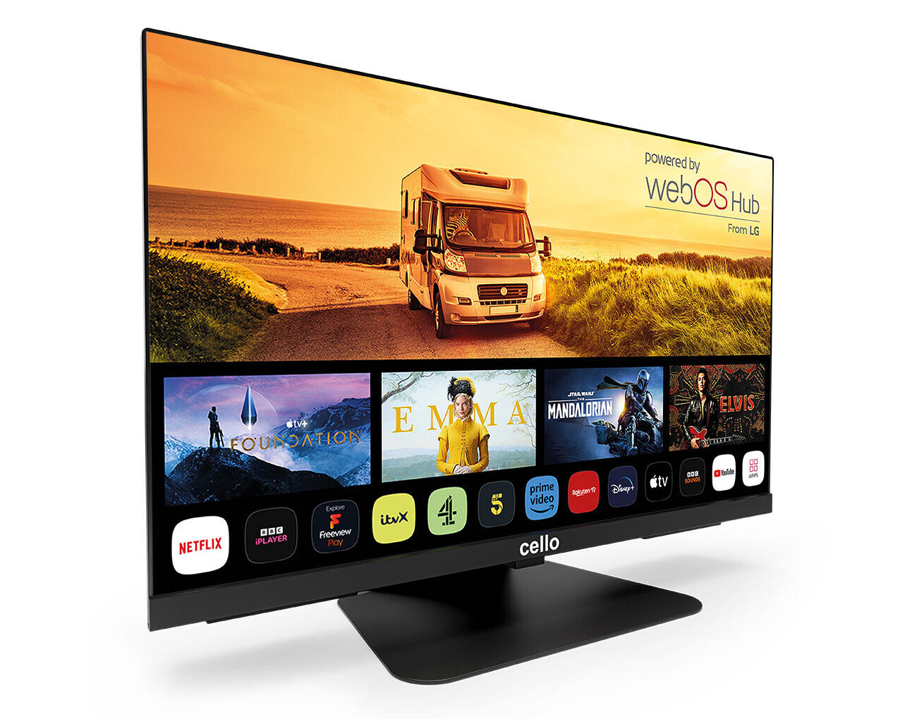 Cello 22 Inch Smart 12v 24v TV WiFi 1080p Freeview Play Bluetooth CARAVAN HGV TV