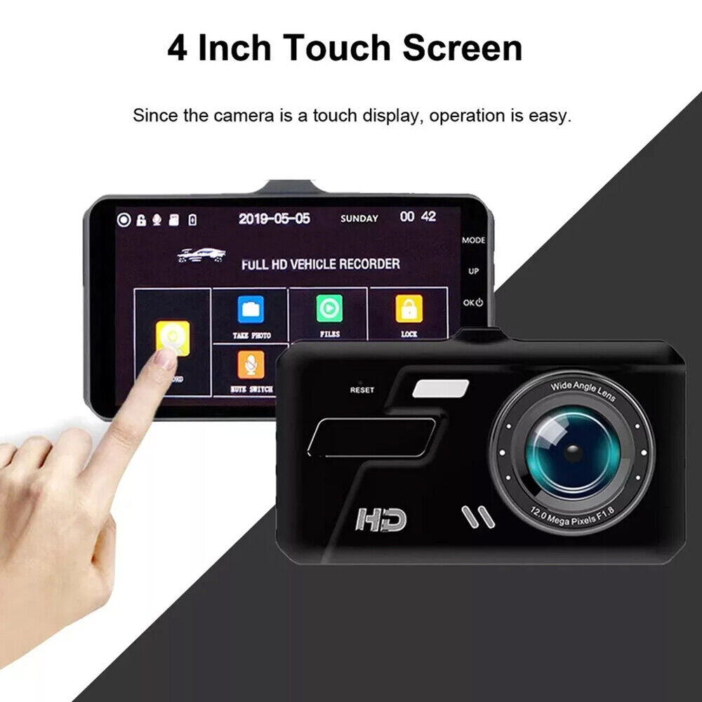 4" Dash Cam Pro Car Camera Recorder Dual Front and Rear HD 1080P Night Vision UK