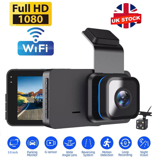 Car Camera Recorder WIFI Dual Front and Rear HD 1080P Dash Cam Night Vision NEW