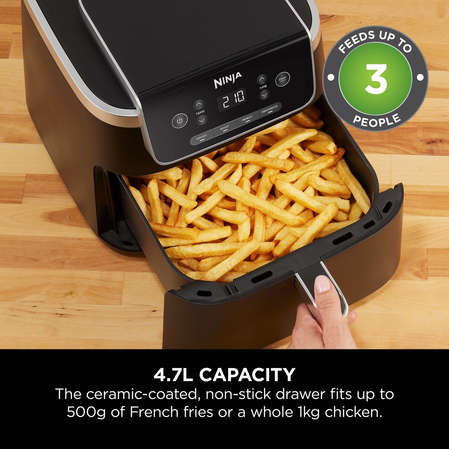 Ninja Air Fryer PRO [AF140UK] Roast, Dehydrate, Reheat, 4 Functions, 4.7L