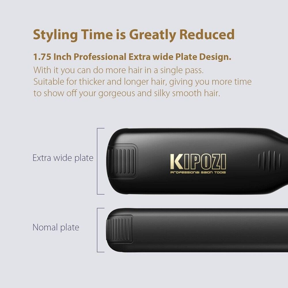 KIPOZI Professional Hair Straighteners Wide Plates Digital Display Heat up Fast