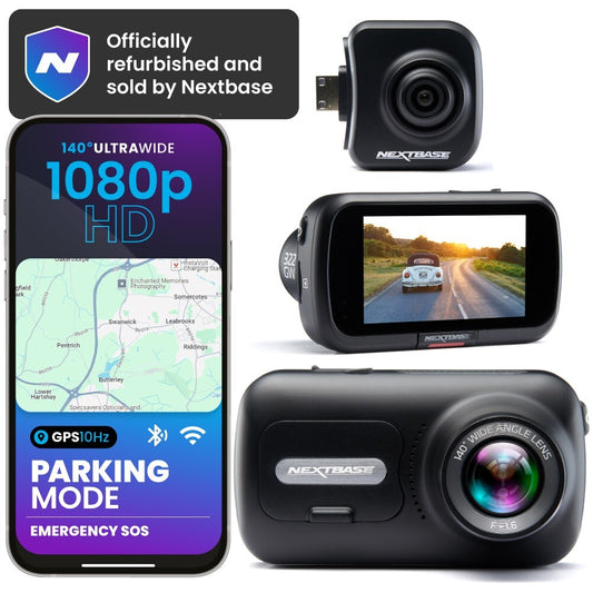 Nextbase 322GW Dash Cam with Rear View Camera Bundle - Full HD 1080p Recording