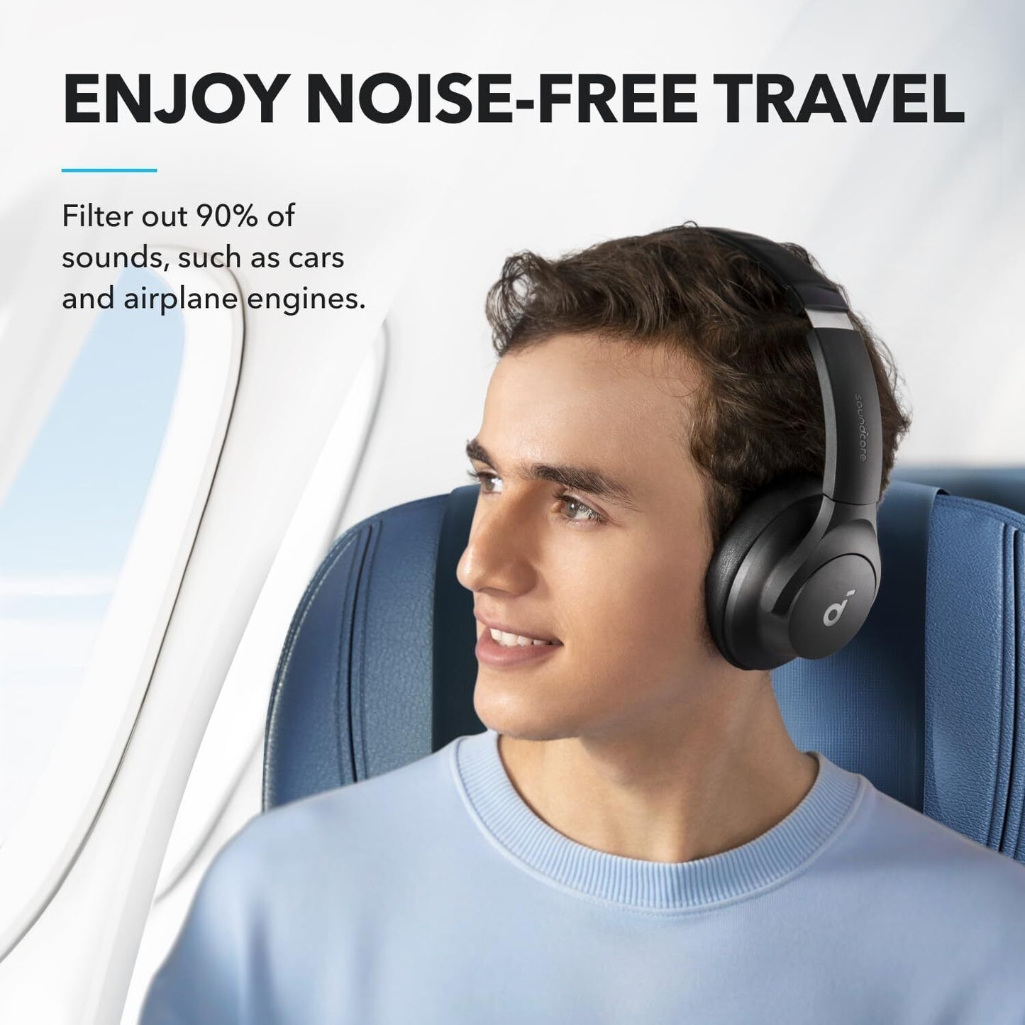 soundcore by Anker Q20i Hybrid Active Noise Cancelling Headphones Large Bass App