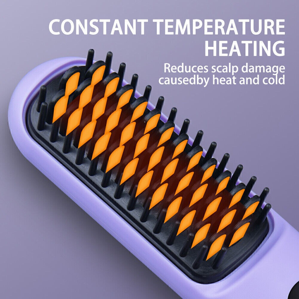 Portable Hair Straightener Brush AntiScald Hair Cordless Hair Straightener Brush