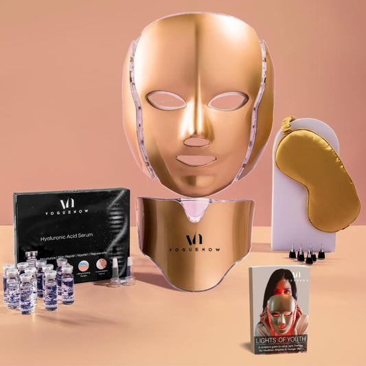 Led Face Mask Light Therapy - Dermawave 7 Colors Light Therapy Mask with 10 Pcs