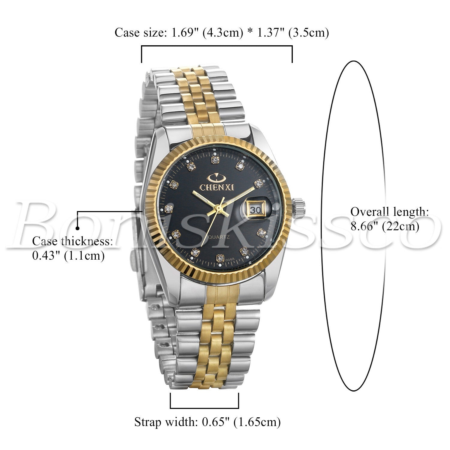 Men's Women's Luxury Luminous Rhinestone Stainless Steel Wristband Couples Watch