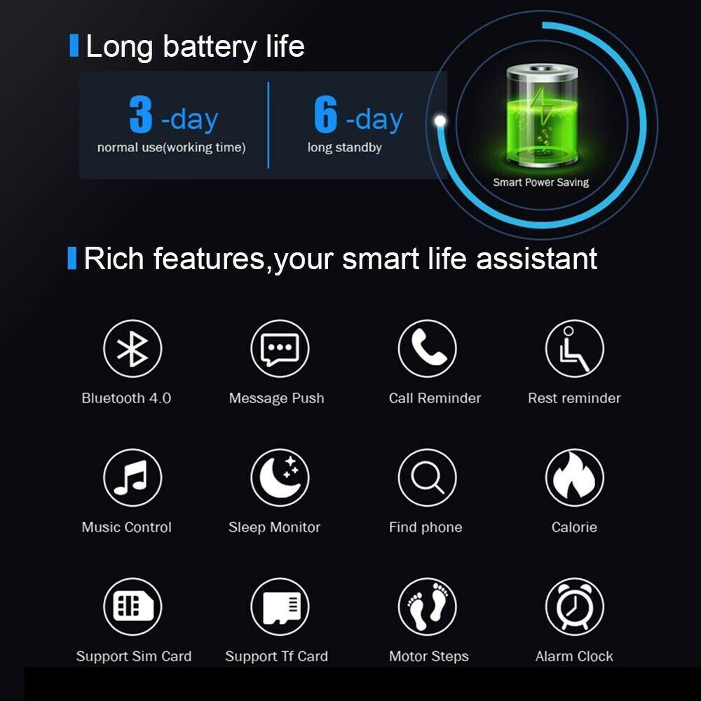 Smart Watch Fitness Tracker Music Player MP3 Wechat Men Women Sport Watches UK