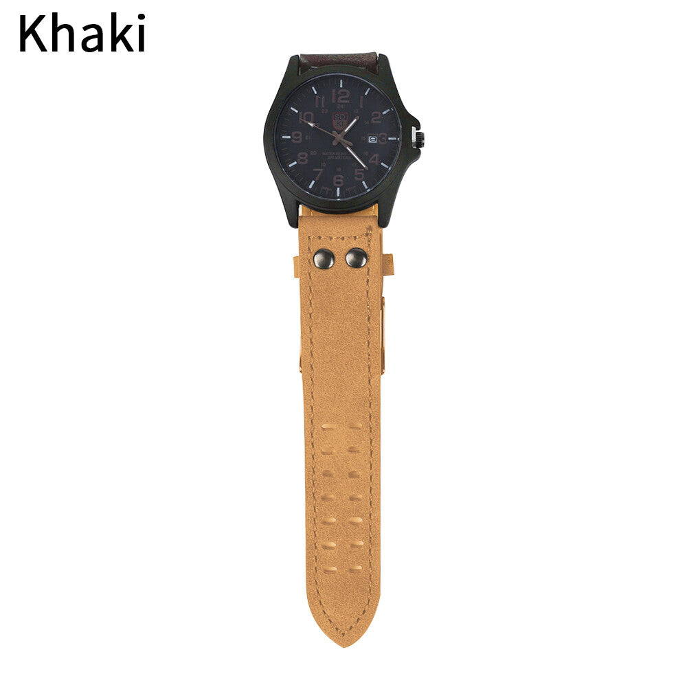 Men’s Military Leather Date Quartz Analog Army Casual Dress Wrist Watches UK