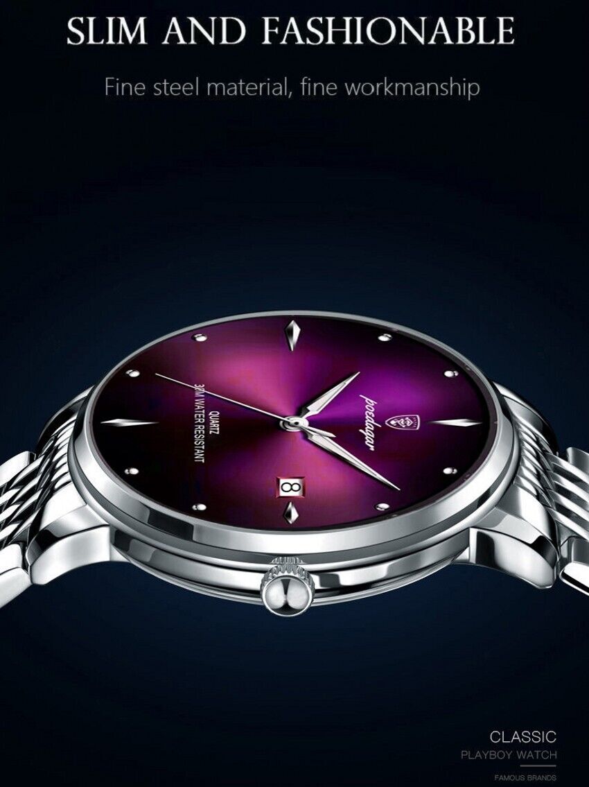 Mens Quartz Watch Waterproof Luminous Stainless Steel Watches Date Wristwatch UK