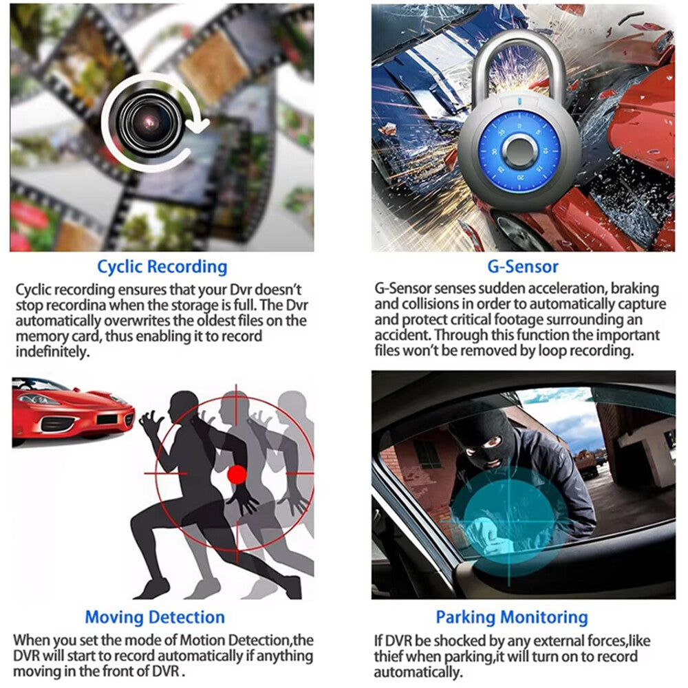 4" In  HD 1080P Car Camera Recorder Dual Front and Rear Dash Cam Night Vision UK