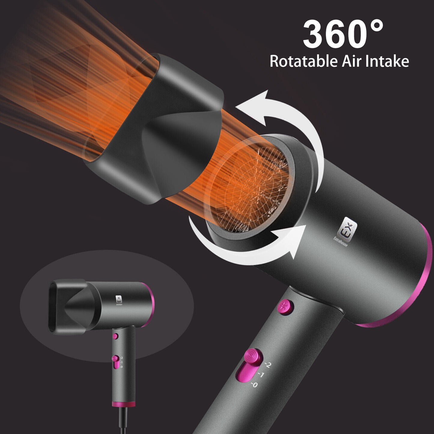 Professional Hair Dryer with Diffuser Household Fast Dry Electric Hairdryer UK