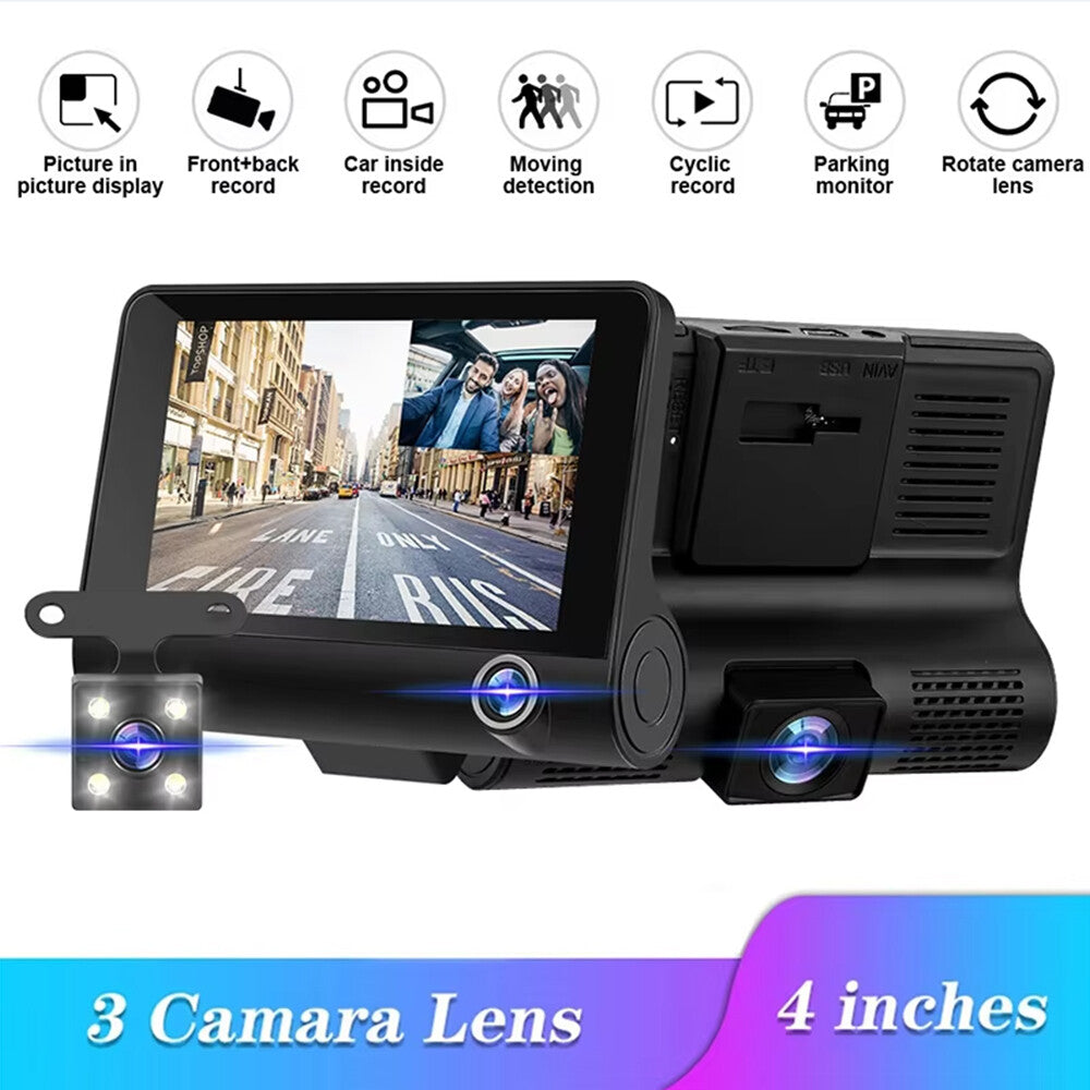 4" In  HD 1080P Car Camera Recorder Dual Front and Rear Dash Cam Night Vision UK