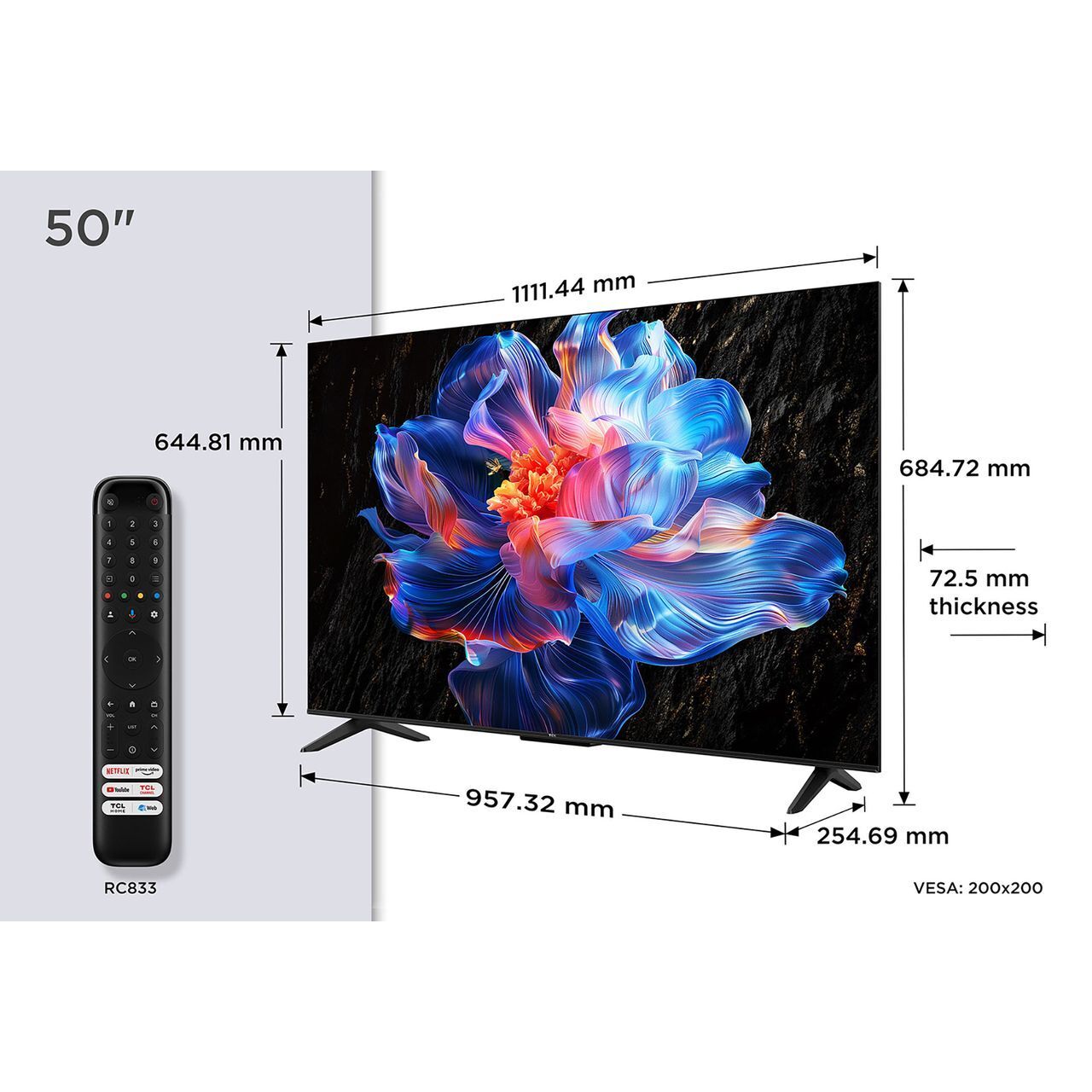 TCL 50V6C-UK 50 Inch LED 4K Ultra HD Smart TV Bluetooth WiFi