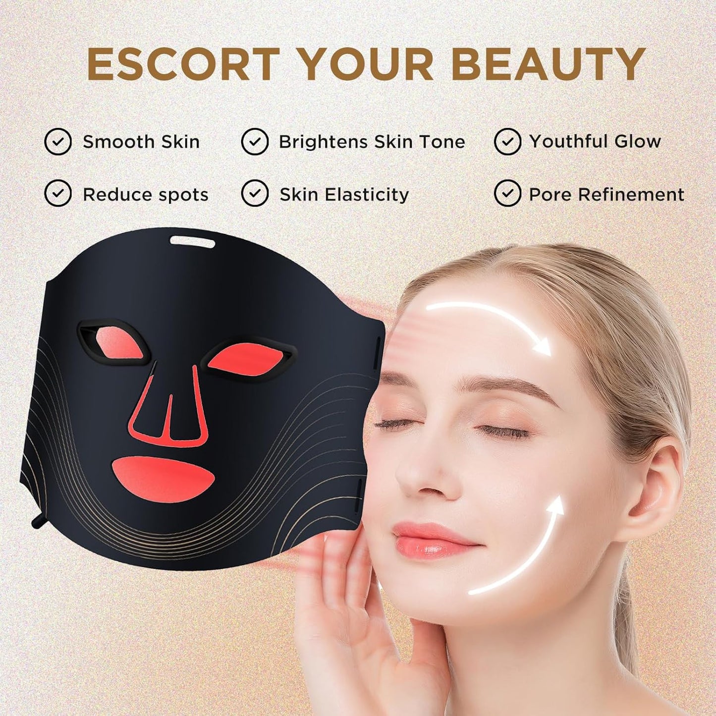 LED Face Mask with 4 Modes & Remote Control - 850Nm Near-Infrared Red Light Ther