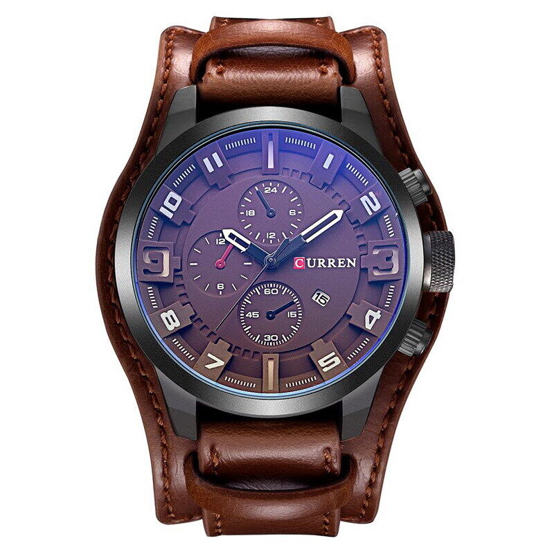 Fashion Mens Quartz Date Leater Strap Waterproof Army Military Men Sports Watch