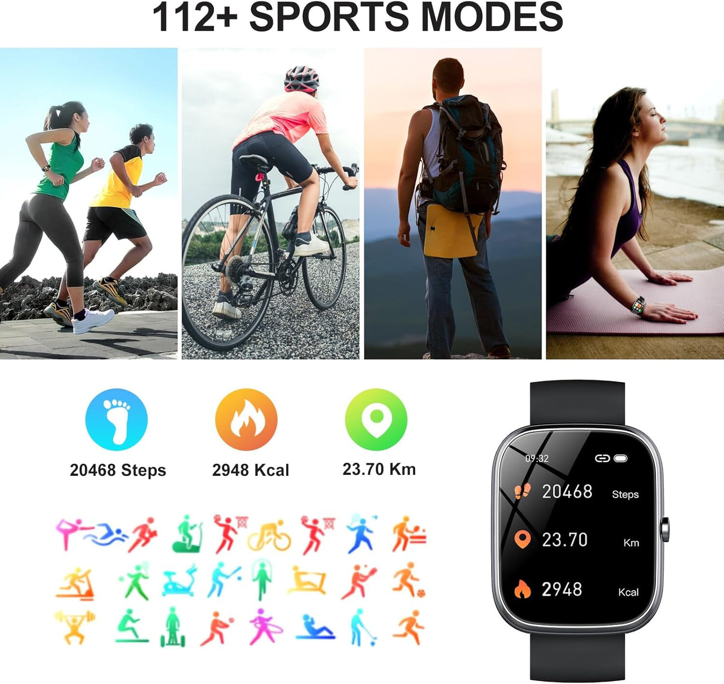 Alexa Smart Watch Calls Bluetooth Heart Rate Blood Pressure iPhone Samsung