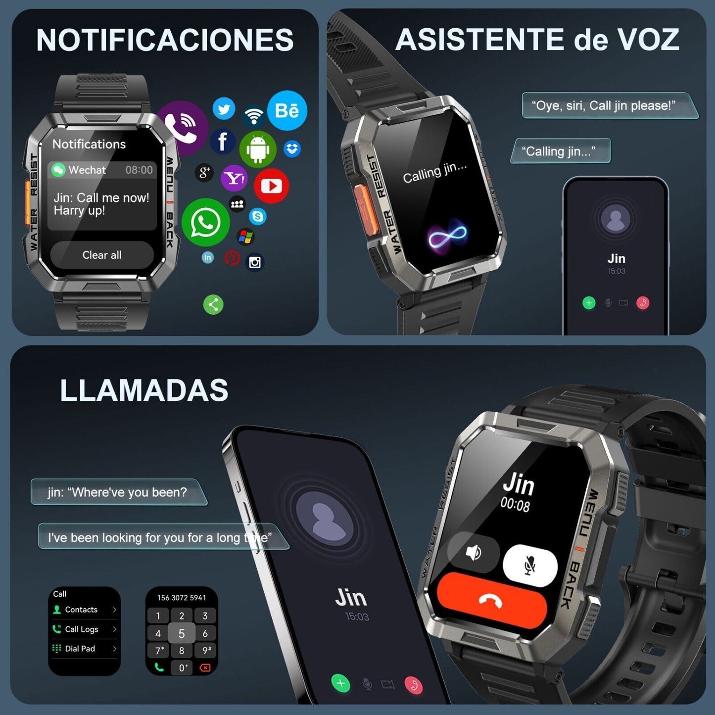 Military Rugged Smart Watch for Men with Bluetooth Call(Answer/Make Call) Gift