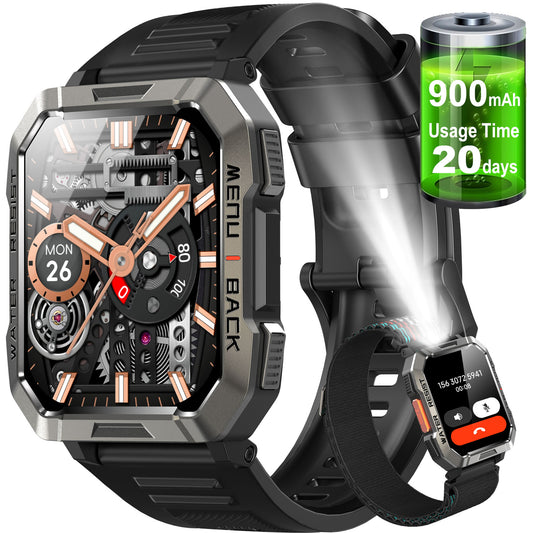 Military Rugged Smart Watch for Men with Bluetooth Call(Answer/Make Call) Gift