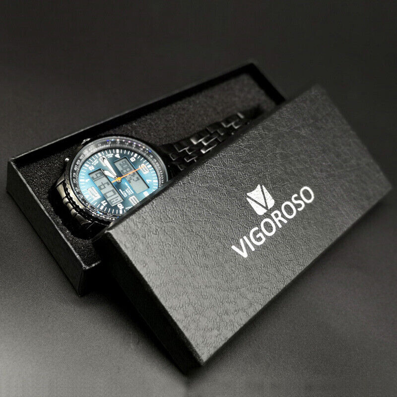 Luxury Mens Analogue Digital LED Stainless Steel Waterproof Military Sport Watch