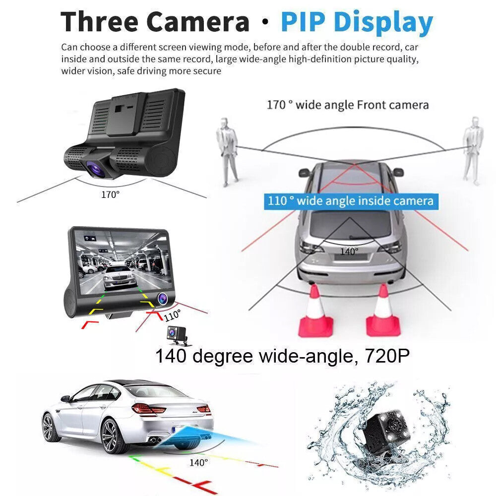 4" In  HD 1080P Car Camera Recorder Dual Front and Rear Dash Cam Night Vision UK