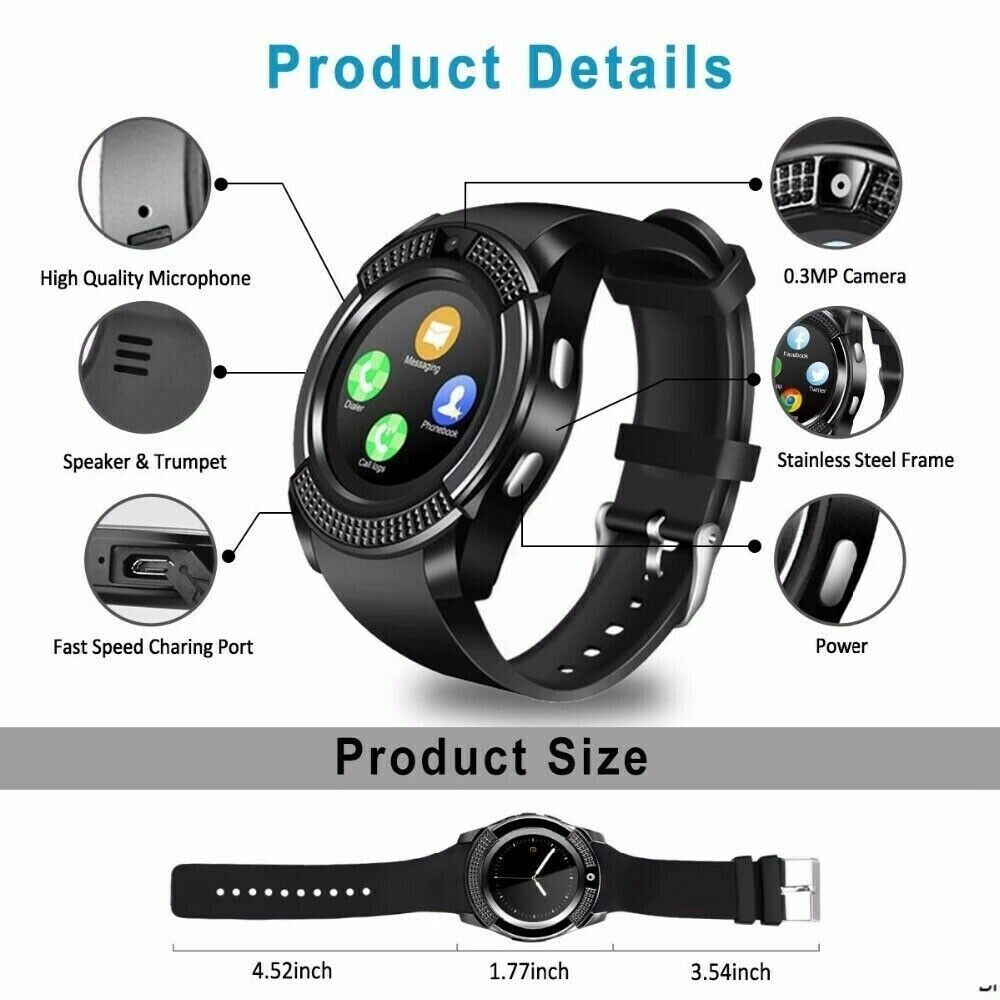 Smart Watch Fitness Tracker Music Player MP3 Wechat Men Women Sport Watches UK