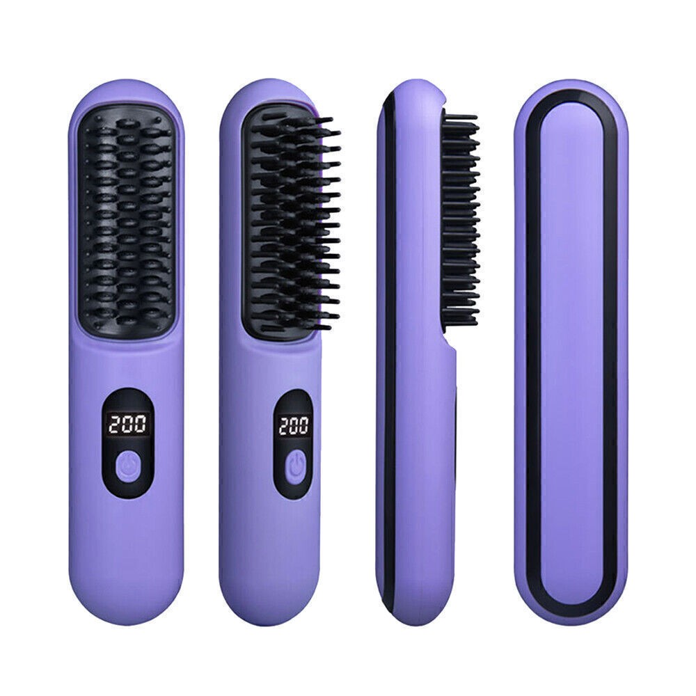 Portable Hair Straightener Brush AntiScald Hair Cordless Hair Straightener Brush