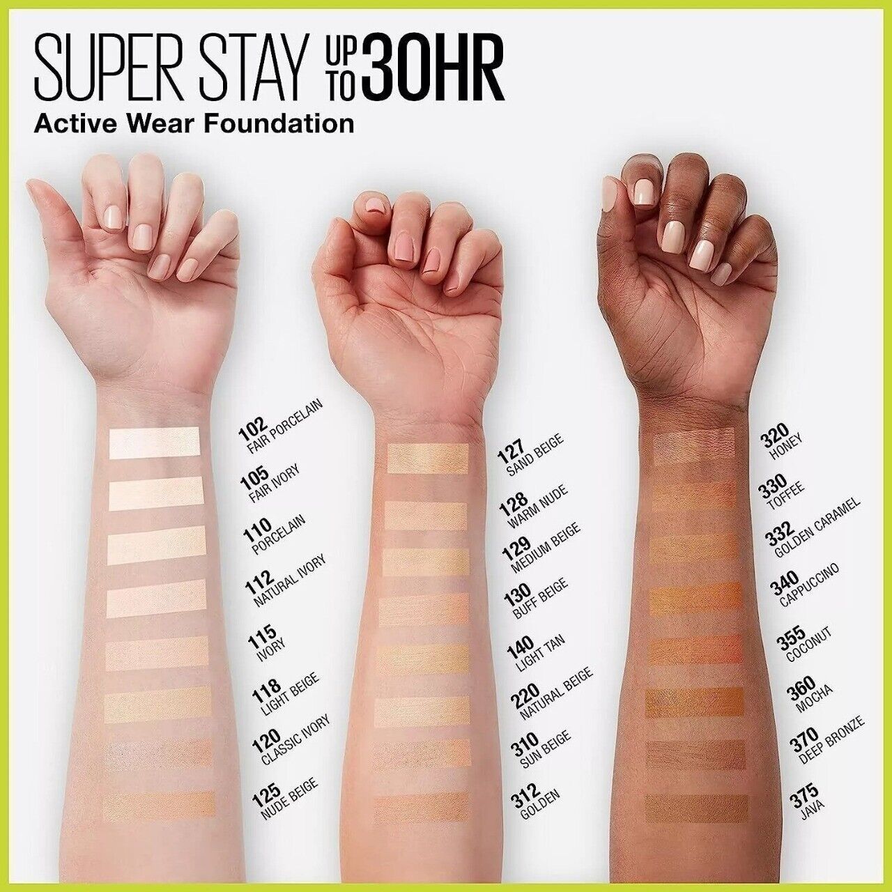 Maybelline SuperStay Active Wear Foundation 30H Long Lasting New - All Shades