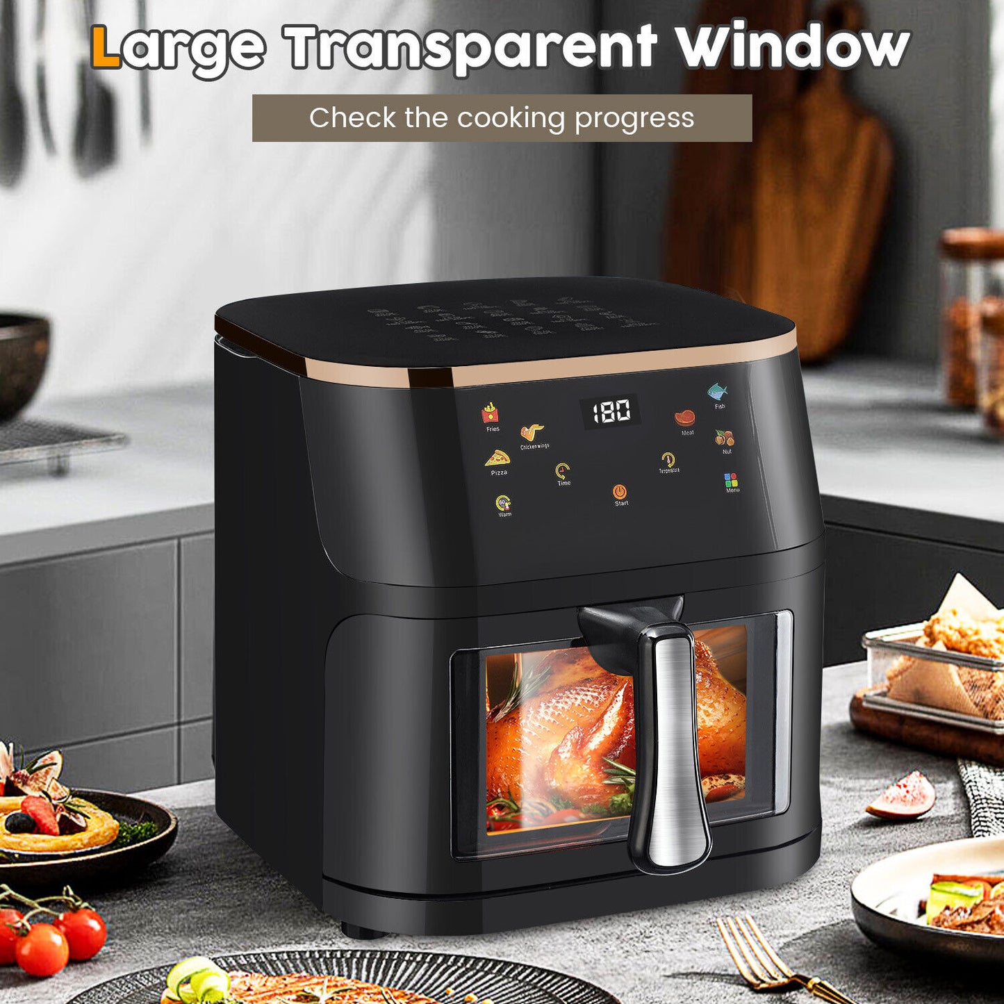 9L Large Air Fryer 1400W Low Fat Oil free Healthy Oven Frying Kitchen Cooker UK