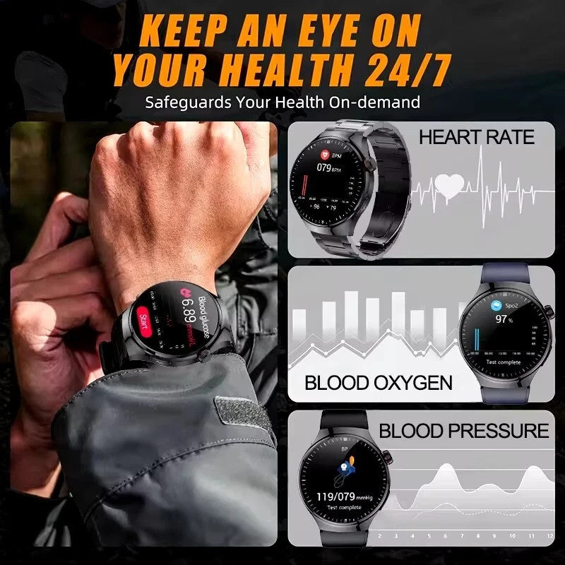 UK 2025 New Medical Grade Smart Watch Blood Pressure Oxygen Heart Rate Bluetooth