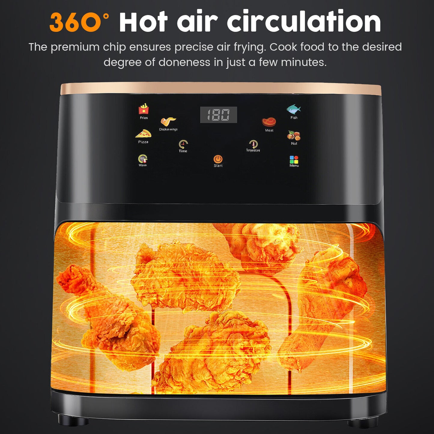 9L Large Air Fryer 1400W Low Fat Oil free Healthy Oven Frying Kitchen Cooker UK
