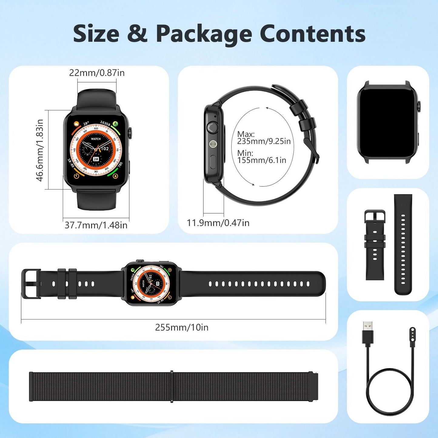 Smart Watch Bluetooth Calling Fitness Tracker Men Women  LED Flashlight Watches
