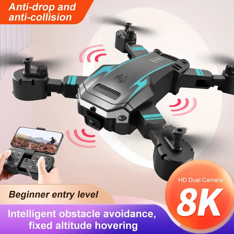 8K HD Drone Dual Camera WIFI FPV GPS Foldable Selfie RC Quadcopter +4 Batteries