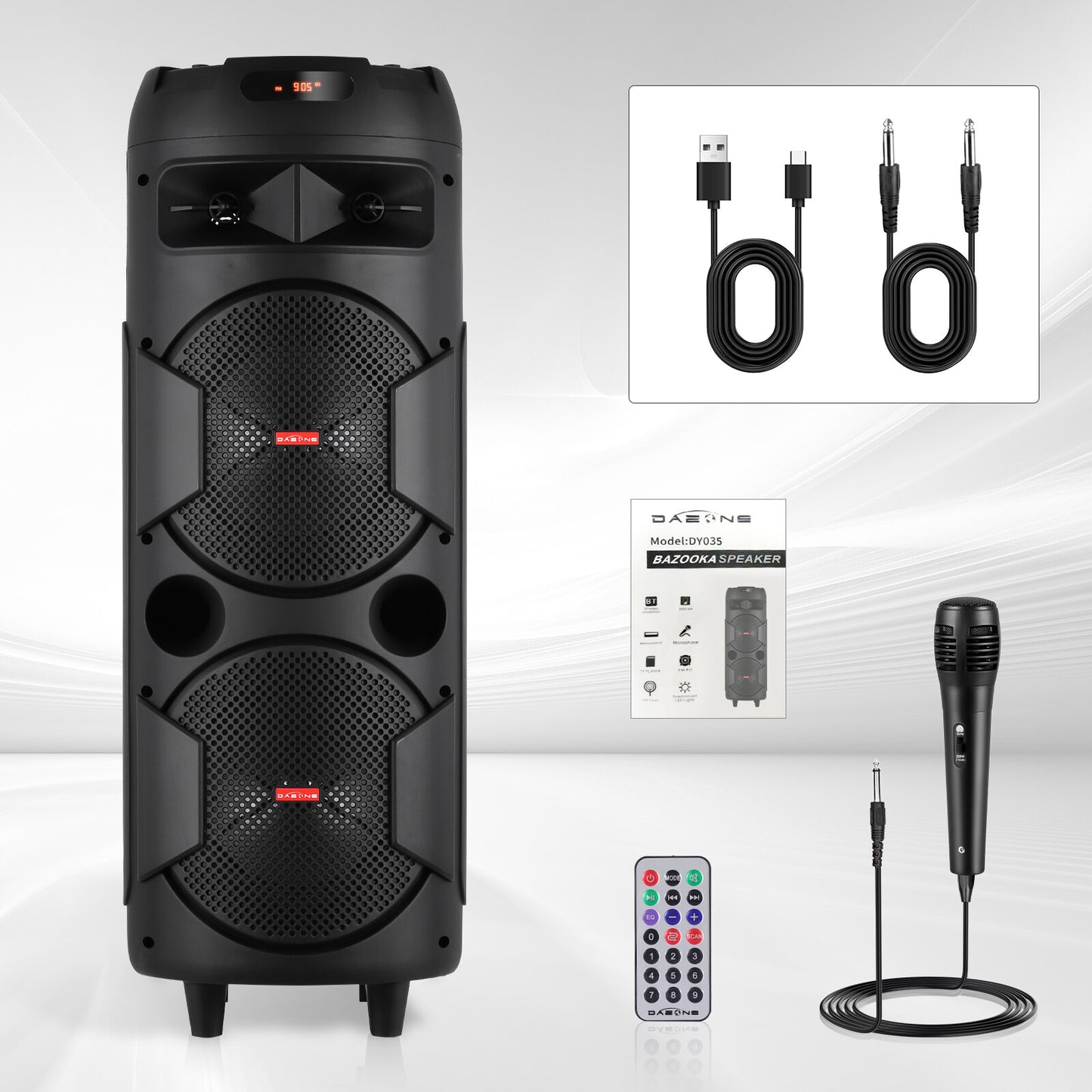 6000W Bluetooth Speaker Portable Dual Sub Woofer Heavy Bass Party DJ System Mic