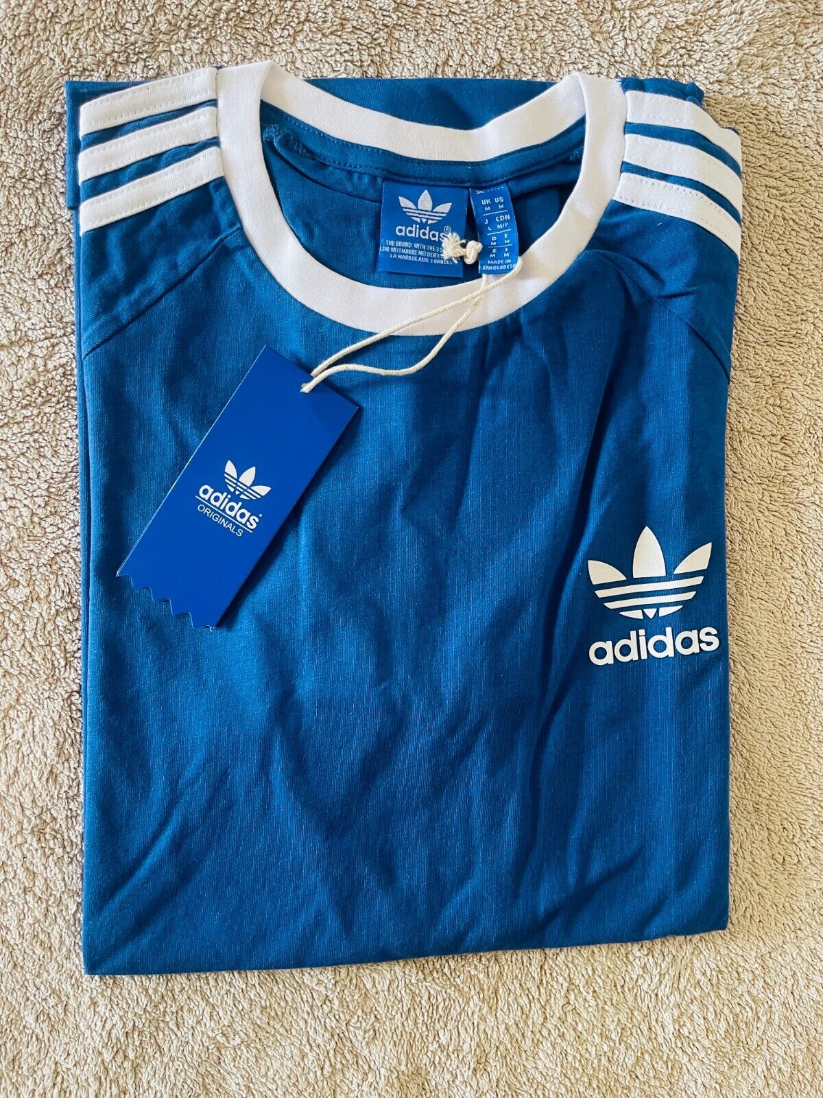 MEN'S ADIDAS  ORIGINALS TEE  SHORT SLEEVE CREW NECK THREE STRIPE  T-SHIRT L, XL
