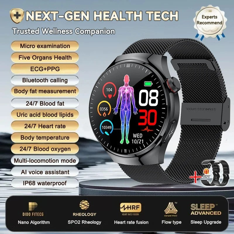 UK 2025 New Medical Grade Smart Watch Blood Pressure Oxygen Heart Rate Bluetooth