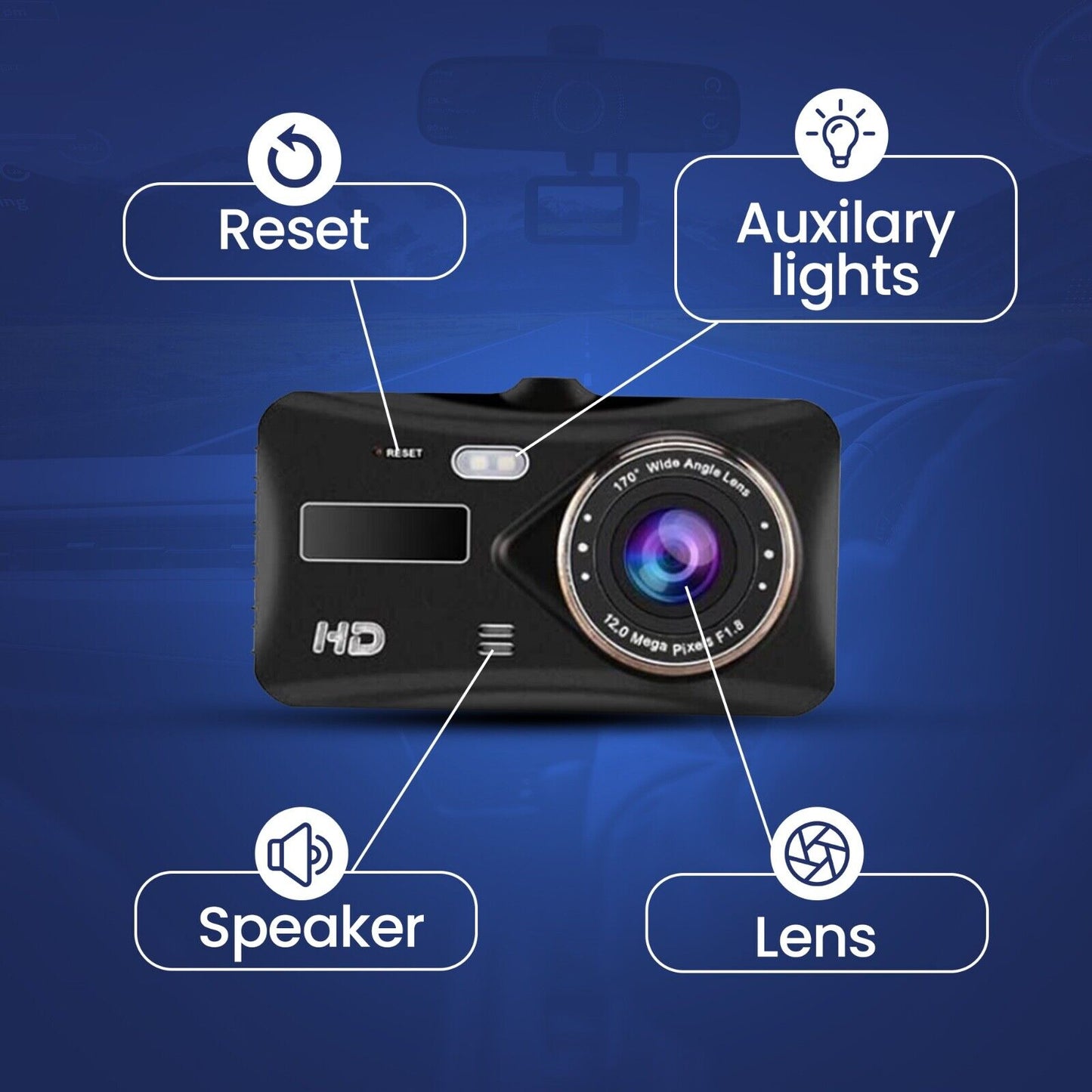 4" Dash Cam Pro Car Camera Recorder Dual Front and Rear HD 1080P Night Vision UK