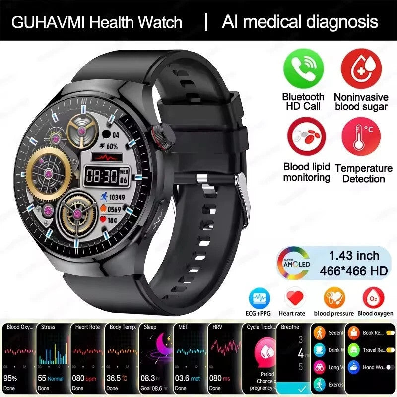 UK 2025 New Medical Grade Smart Watch Blood Pressure Oxygen Heart Rate Bluetooth