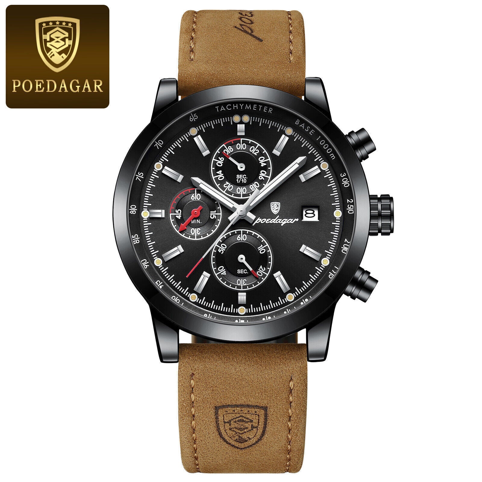 Mens Luxury Watch Waterproof Luminous Date Chronograph Leather Quartz Wristwatch