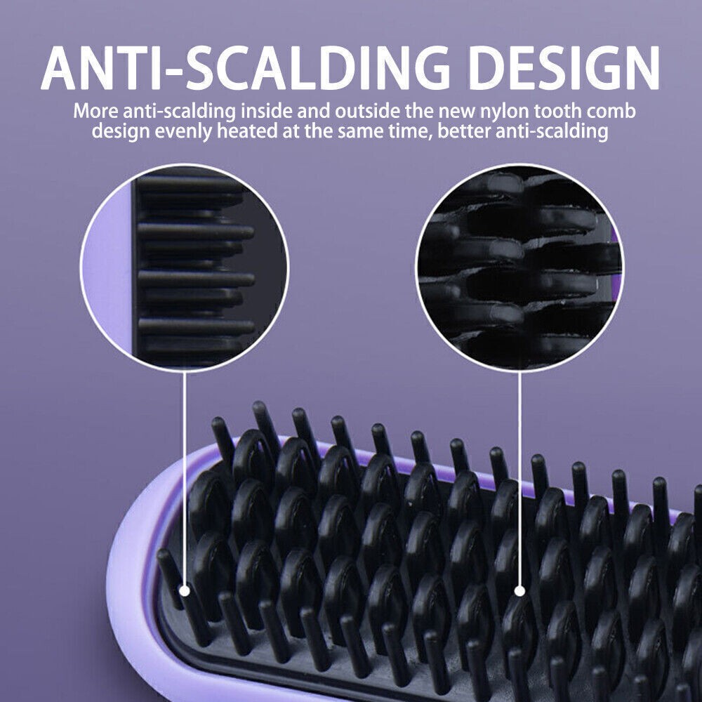 Portable Hair Straightener Brush AntiScald Hair Cordless Hair Straightener Brush