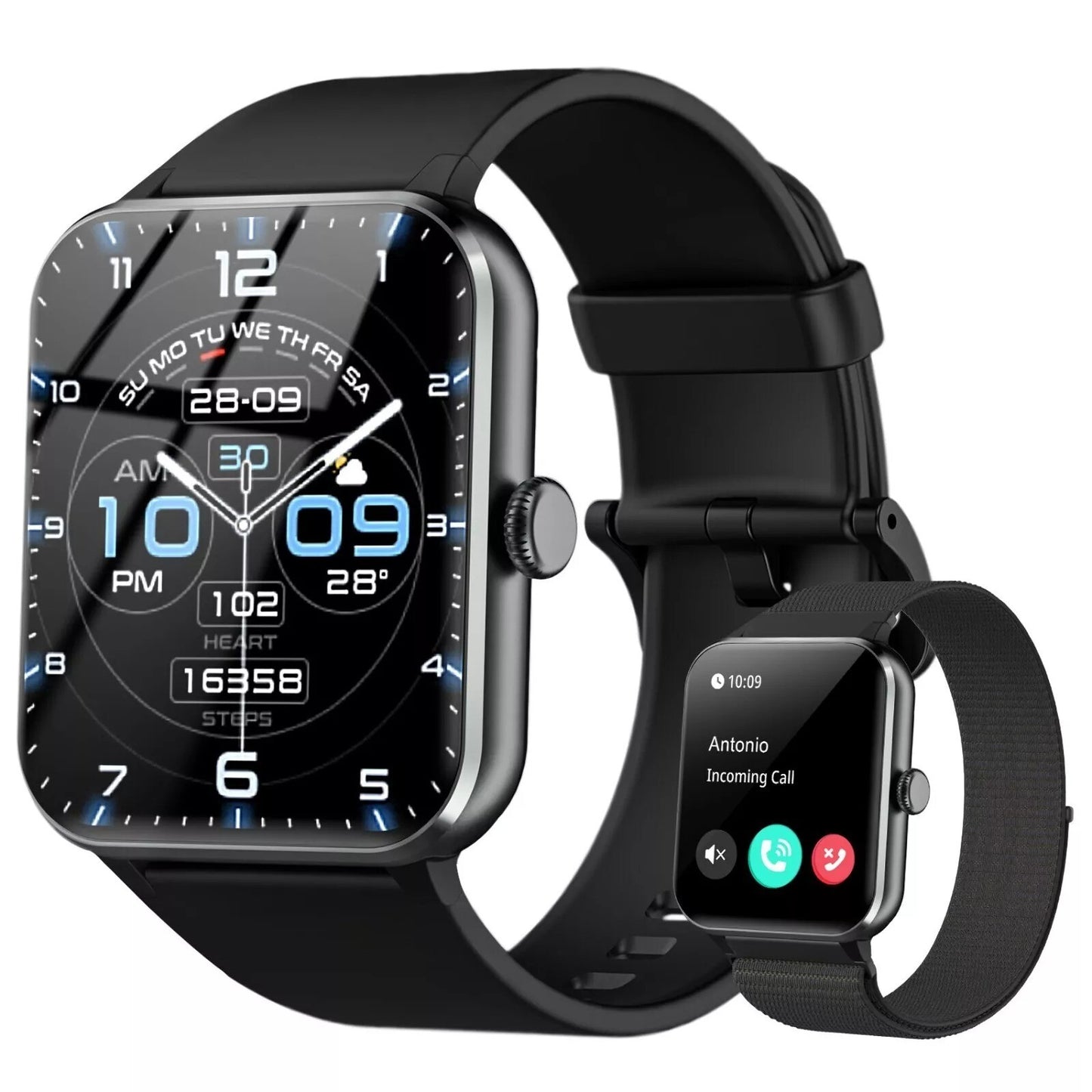 Alexa Smart Watch Calls Bluetooth Heart Rate Blood Pressure iPhone Samsung