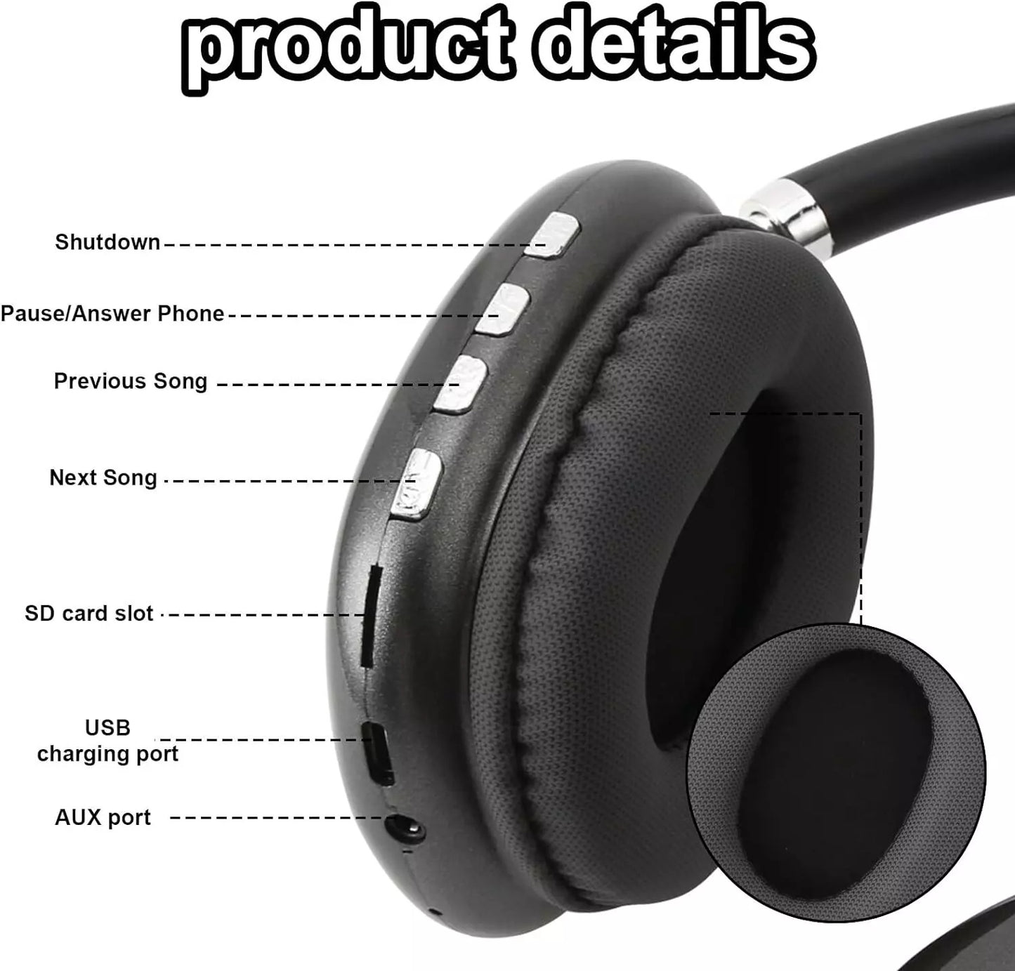 Wireless Bluetooth Headphones with Noise Cancelling Over-Ear Sport Earphones UK*