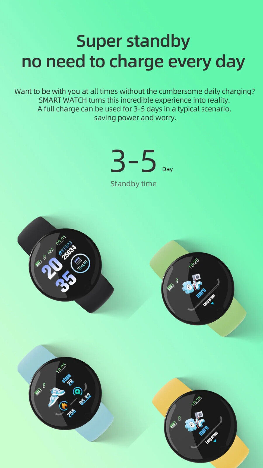 Smart Watch Heart Rate Blood Pressure Fitness Tracker for Men Women Android IOS